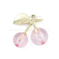 Alloy & Acrylic Pendants, Cherry, Light Gold, 30x28.5x14mm, Hole: 2mm(PALLOY-S053-01LG-B)