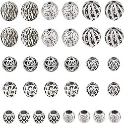 NBEADS Brass & Alloy Beads Kits, inlude Filigree Beads, European Beads and 3-Hole Guru Beads, Antique Silver, 32pcs/box(KK-NB0001-25AS)