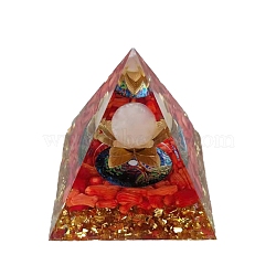 Orgonite Pyramid Resin Energy Generators, Natural Rose Quartz Round Inside for Home Office Desk Decoration, 50mm(PW-WG54455-01)