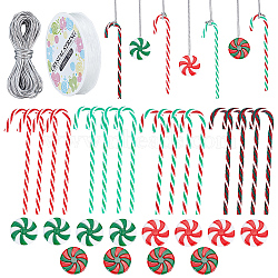 AHADERMAKER DIY Christmas Pendant Display Decorations, Including Plastic Beads & Candy Cane Big Pendants, Elastic Thread, Metallic Cords, Mixed Color, 1~154x1~35x1~6.5mm(DIY-GA0004-81)