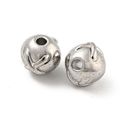 Alloy Beads, Long-Lasting Plated, Lead Free & Cadmium Free & Nickel Free, Round, Platinum, 7.5x8x9mm, Hole: 2mm(PALLOY-K020-09P)