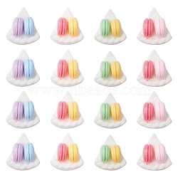 30Pcs Opaque Resin Imitation Food Cabochons, Triangle Cake with Macaron, Mixed Color, 22x20.5x17mm(RESI-CJ0003-63)