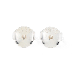 925 Sterling Silver Friction Ear Nuts, with S925 Stamp, Silver, 6x6x3.5mm, Hole: 1mm, about 117Pcs/20g(STER-G041-02D)