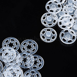 Transparent Resin Snap Fasteners, Flat Round, Clear, 14.5x4mm, Hole: 3.5mm(BUTT-N018-060-A)