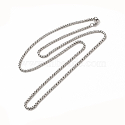 201 Stainless Steel Box Chain Necklace for Men Women, Stainless Steel Color, 23.62 inch(60cm)(STAS-P323-01P)