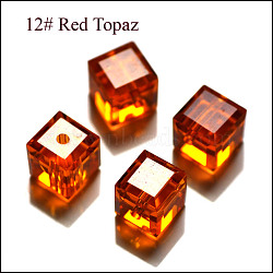 K9 Glass, Imitation Austrian Crystal Beads, Grade AAA, Faceted, Cube, Dark Orange, 5~5.5x5~5.5x5~5.5mm(size within the error range of 0.5~1mm), Hole: 0.7~0.9mm(SWAR-F074-6x6mm-12)