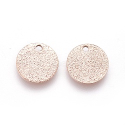 Ion Plating(IP) 304 Stainless Steel Charms, Textured, Flat Round with Bumpy, Rose Gold, 10x1mm, Hole: 1.2mm(STAS-E455-02RG-10mm)