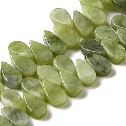 Natural Natural Xinyi Jade/Chinese Southern Jade Beads Strands, Teardrop, Top Drilled, 9~10x5~5.5x3.5~4mm, Hole: 0.7mm, about 40~48pcs/strand, 7.09~7.28''(18~18.5cm).(G-B064-B04)