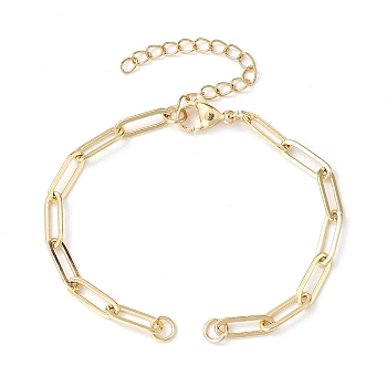 Brass Paperclip Chains Links Bracelet Making, Golden, 6-1/4 inch(15.9cm)