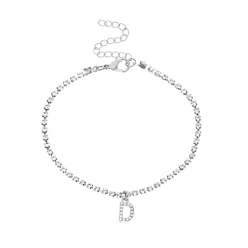 Fashionable and Creative Rhinestone Anklet Bracelets, English Letter D Hip-hop Creative Beach Anklet for Women