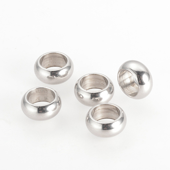 201 Stainless Steel Spacer Beads, Ring, Stainless Steel Color, 5x2mm, Hole: 3mm