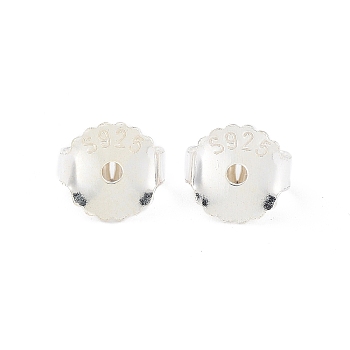 925 Sterling Silver Friction Ear Nuts, with S925 Stamp, Silver, 6x6x3.5mm, Hole: 1mm, about 117Pcs/20g