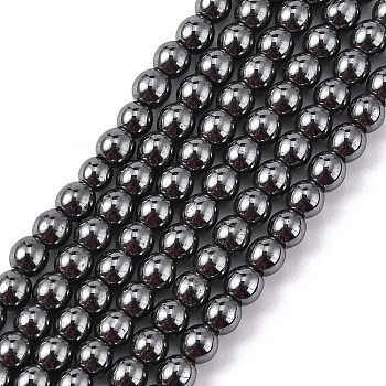 Non-Magnetic Synthetic Hematite Beads Strands, Round, Grade AB, 4.5mm, Hole: 0.8mm, about 88pcs/strand, 15.75''(40cm)