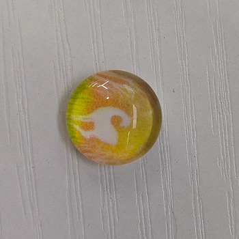 Glass Cabochons, Flat Round with Deer Pattern, Yellow, 12x4mm, 117pcs/bag