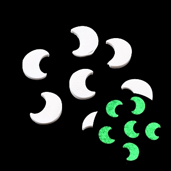 Luminous Handmade Polymer Clay Cabochons, Moon, Glow in the Dark, White, 9~10x6~7.5x1~1.5mm, about 5950pcs/500g