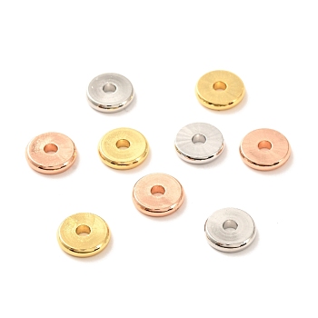 Brass Spacer Beads, Long-Lasting Plated, Flat Round/Disc, Heishi Beads, Mixed Color, 8x1.5mm, Hole: 2mm