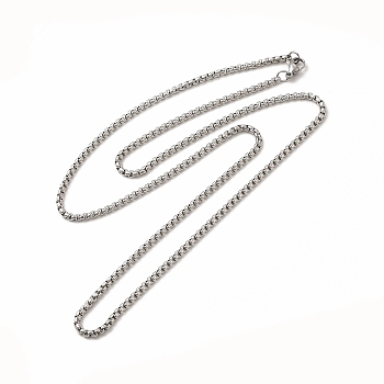 201 Stainless Steel Box Chain Necklace for Men Women, Stainless Steel Color, 23.62 inch(60cm)
