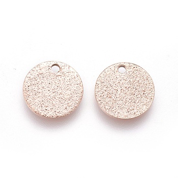 Ion Plating(IP) 304 Stainless Steel Charms, Textured, Flat Round with Bumpy, Rose Gold, 10x1mm, Hole: 1.2mm