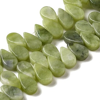 Natural Natural Xinyi Jade/Chinese Southern Jade Beads Strands, Teardrop, Top Drilled, 9~10x5~5.5x3.5~4mm, Hole: 0.7mm, about 40~48pcs/strand, 7.09~7.28''(18~18.5cm).