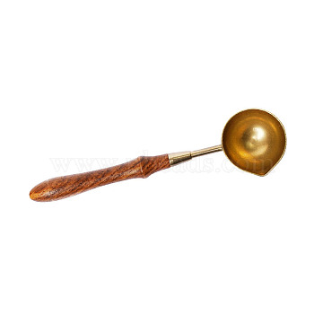 Brass Wax Sticks Melting Spoon, with Rosewood Handle, Antique Bronze, 115mm(TOOL-E005-59)