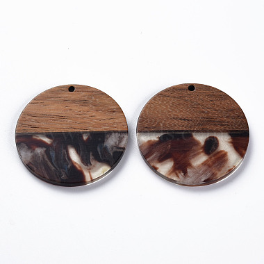 Transparent Resin & Walnut Wood Pendants(RESI-T035-35E)-2