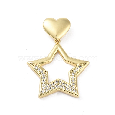 Real 18K Gold Plated Clear Star Brass+Cubic Zirconia Pendants