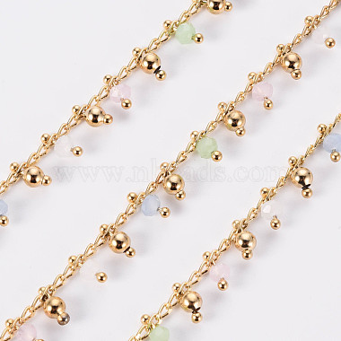 Colorful Brass+Glass Curb Chains Chain