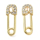 Rack Plating Brass Safety Pin Stud Earrings with Cubic Zirconia(EJEW-D061-15G)-1