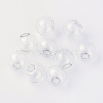 Round Mechanized One Hole Blown Glass Globe Ball Bottles, for Stud Earring or Crafts, Clear, 18mm, Hole: 3~5mm(X1-BLOW-R001-18mm)