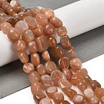 Natural Peach Moonstone Beads Strands, Nuggets, Tumbled Stone, 7~13x4.5~10x4.5~10mm, Hole: 1.2mm, about 44~46pcs/strand, 15.08~16.14 inch(38.3~41cm)(X-G-P497-01E-69B)