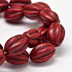 Oval Synthetic Turquoise Melon Bead Strands, Dyed, Red, 16x12mm, Hole: 1mm(X-G-M150-04)