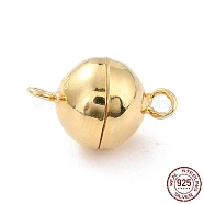 925 Sterling Silver Magnetic Clasps, Round, Golden, 14x9x9x9mm, Hole: 1.5mm(STER-A001-02A-G)