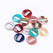 Acrylic Pendants, Imitation Gemstone Style, Flat Round, Mixed Color, 39x39.5x7mm, Hole: 1.5mm, about 112pcs/500g(OACR-S021-04-M)