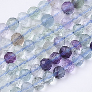 Natural Fluorite Beads Strands, Faceted, Round, 3mm, Hole: 0.7mm, about 110pcs/strand, 14.96 inch(38cm)(G-R462-033)