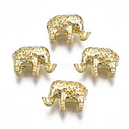 Rack Plating Alloy Beads, Cadmium Free & Lead Free, Elephant, Light Gold, 8.5x12x5.5mm, Hole: 1.5mm(PALLOY-T077-134LG-RS)