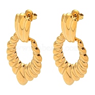 Ion Plating(IP) 304 Stainless Steel Stud Dangle Earrings, Oval, Real 18K Gold Plated, 45x22mm(EJEW-G377-01G)