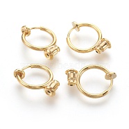 Brass Clip-on Hoop Earrings, For Non-pierced Ears, with Brass Spring Findings & Ear Nut, Cadmium Free & Lead Free, Golden, 18x13mm, Hole: 0.8mm(KK-L168-04G)
