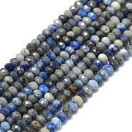 Natural Lapis Lazuli Beads Strands, Faceted, Rondelle, 2~2.5x2mm, Hole: 0.5mm, about 223~226pcs/strand, 14.96~15.16 inch(38~38.5cm)(G-G106-A18-01)