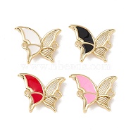 Brass Enamel Connector Charms, Cadmium Free & Lead Free, Butterfly, Real 18K Gold Plated, Mixed Color, 17x20x4mm, Hole: 1.6mm(KK-G415-29G)