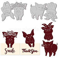 2Pcs 2 Styles Carbon Steel Cutting Dies Stencils, for DIY Scrapbooking, Photo Album, Decorative Embossing Paper Card, Stainless Steel Color, Pig Pattern, 94~96x126~131x0.8mm, 1pc/style(DIY-WH0309-800)