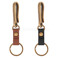 WADORN 2Pcs 2 Colors Alloy U Shape Belt Hook Keychain, with Cattlehide Leather Iron Findings, Mixed Color, 12.8cm, 1pc/color(KEYC-WR0001-51)