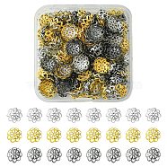 300Pcs 3 Colors Iron Fancy Bead Caps, Flower, Multi-Petal, Mixed Color, 10x4mm, Hole: 1mm, 100pcs/color(IFIN-YW0001-95)