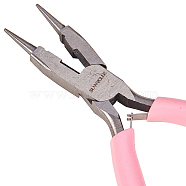 45# Carbon Steel Jewelry Pliers, Round Nose Pliers, Wire Cutter, Polishing, Pink, 12.2x8x0.9cm(PT-SC0001-02)