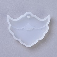 Pendant Silicone Molds, Resin Casting Molds, For UV Resin, Epoxy Resin Jewelry Making, Christmas Mustache, White, 39x49x8mm, Hole: 2.5mm(X-DIY-G010-12)