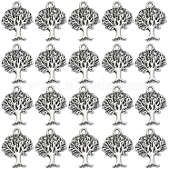 100Pcs Tibetan Style Alloy Pendant, Lead Free and Cadmium Free, Tree of Life, Antique Silver, 22x17x2mm, Hole: 2mm(FIND-SC0005-60)
