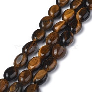 Natural Tiger Eye Beads Strands, Oval, 8x6x3.5~4mm, hole: 1mm, about 45~52pcs/strand, 15.16~15.74 inch(38.5~40cm)(G-Z006-A14)