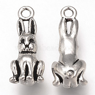Tibetan Style Alloy Bunny Pendants, Rabbit, Cadmium Free & Nickel Free & Lead Free, Antique Silver, 23.5x9x7mm, Hole: 2mm(X-TIBEP-T002-95AS-NR)