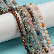 Natural Mixed Gemstone Beads Strands, Faceted, Round, 2.5~4mm, Hole: 0.5~0.7mm, about 112~160pcs/strand, 14.96~15.08''(38~38.3cm)(G-A097-A01-07)
