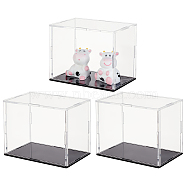 Trasparent Acrylic Toys Action Figures Display Boxs, Dustproof Minifigures Display Case with Black Base, Rectangle, Clear, Finish Product: 9x6x7cm(ODIS-WH0038-07B)