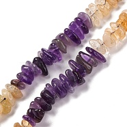 Natural Citrine & Amethyst Beads Strands, Chip, 4~17x4~10x1~8mm, Hole: 0.8~1mm, about 15.35~16.14 inch(39~41cm)(G-L610-A06-A01)